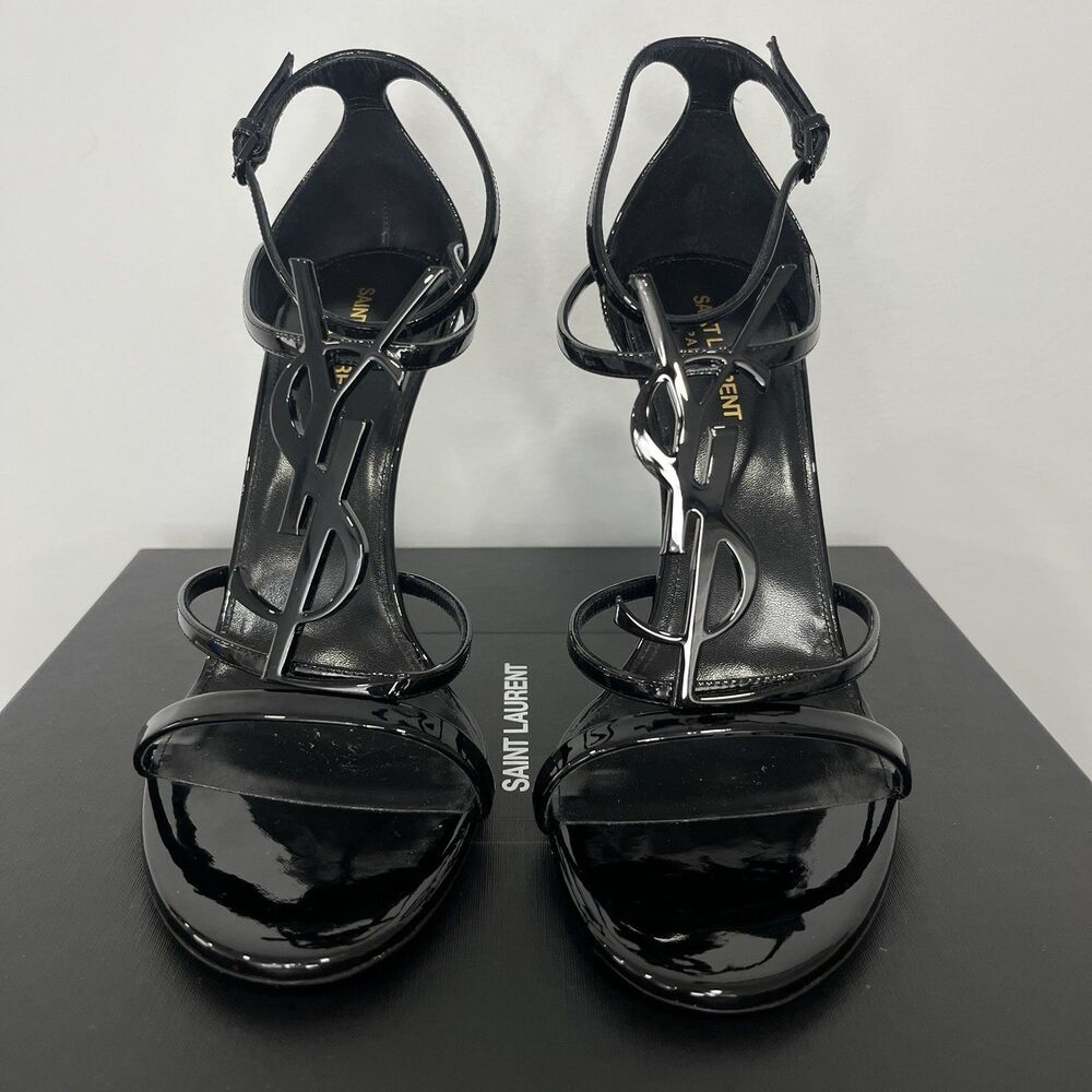 Saint Laurent Cassandra YSL Logo Sandals Black Size 42 Used - Picture 4 of 14